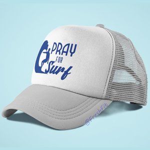 🆕Pray for Surf 2Tone Foam Trucker Hat Mesh Snapback Cap White/Gray